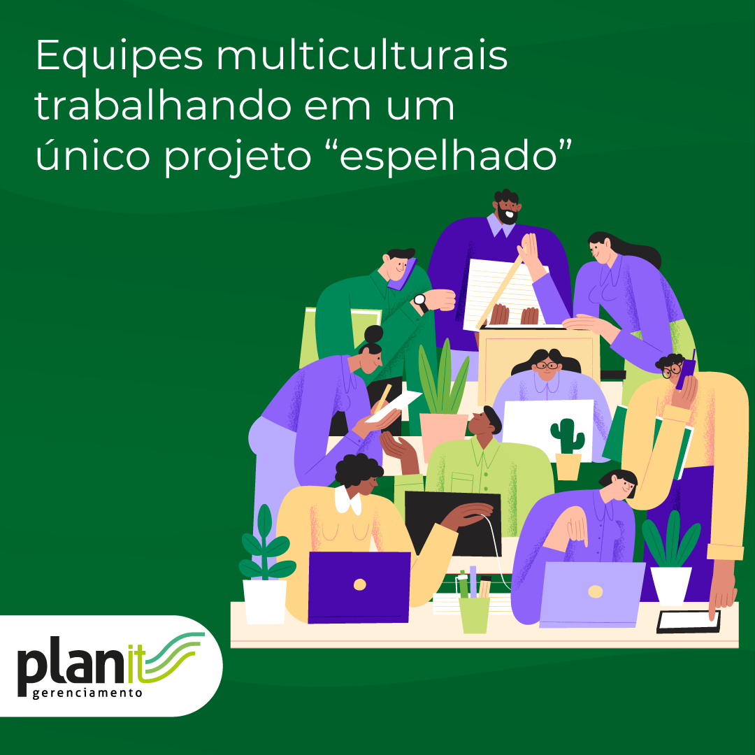 Equipes multiculturais trabalhando em um único projeto “espelhado”